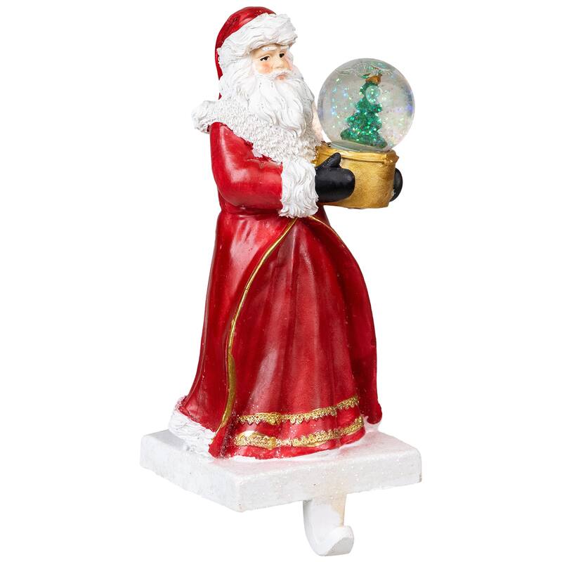 9" Old-World Santa with Snow Globe Christmas Stocking Holder