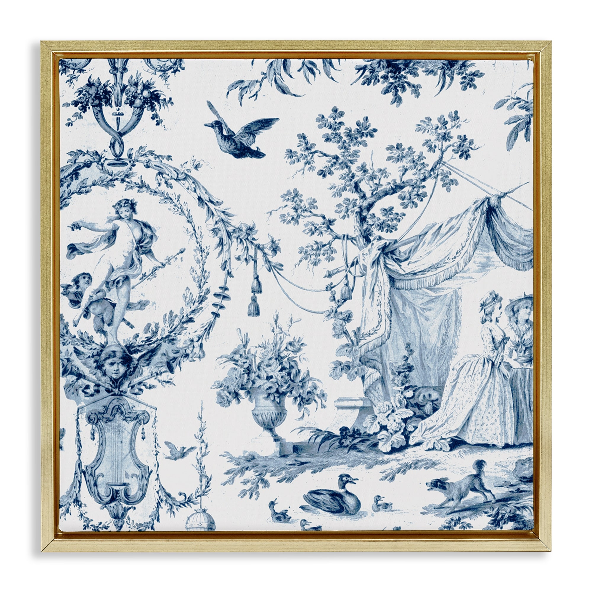 Stupell Classic Toile Scene Framed Floater Canvas Wall Art Design By Vintage Hustle