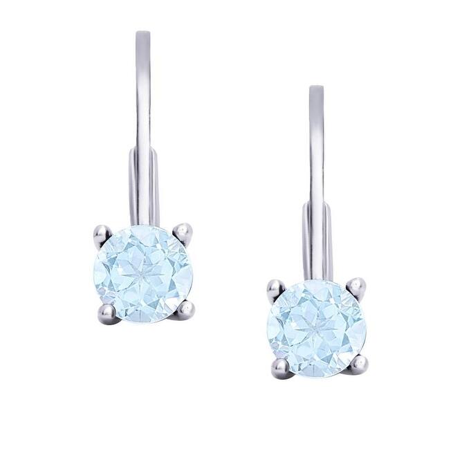 Victoria Townsend .925 Sterling Silver Round Aqua Topaz Leverback Earrrings