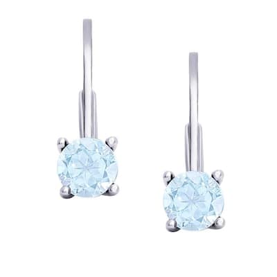 Victoria Townsend .925 Sterling Silver Round Aqua Topaz Leverback Earrrings