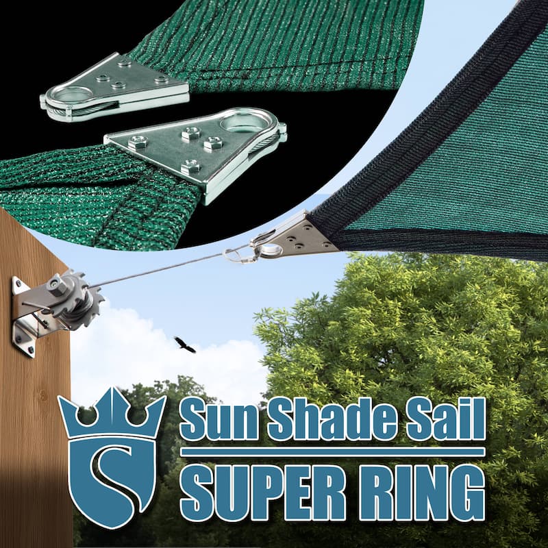 ColourTreeUSA Triangle Sun Shade Sail Reinforced Super Ring HDPE Mesh Fabric Screen Canopy UV Block 260 GSM