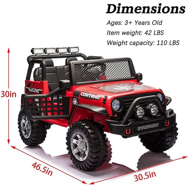 12V Electric Kids Ride On Car 2- Seat SUV Truck w/ Remote Control/ Spring Suspension/ LED Lights/ Bluetooth/ MP3