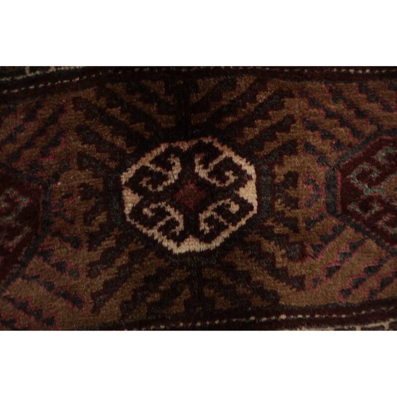 Hand Knotted Oriental 100% Wool Carpet Traditional All-Over Brown Turkoman Area Rug - 10' 6'' X 6' 10''