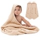 preview thumbnail 86 of 111, Hooded Baby Towel, 6 Layer 100% Muslin Cotton by Comfy Cubs Cream - Pack of 2
