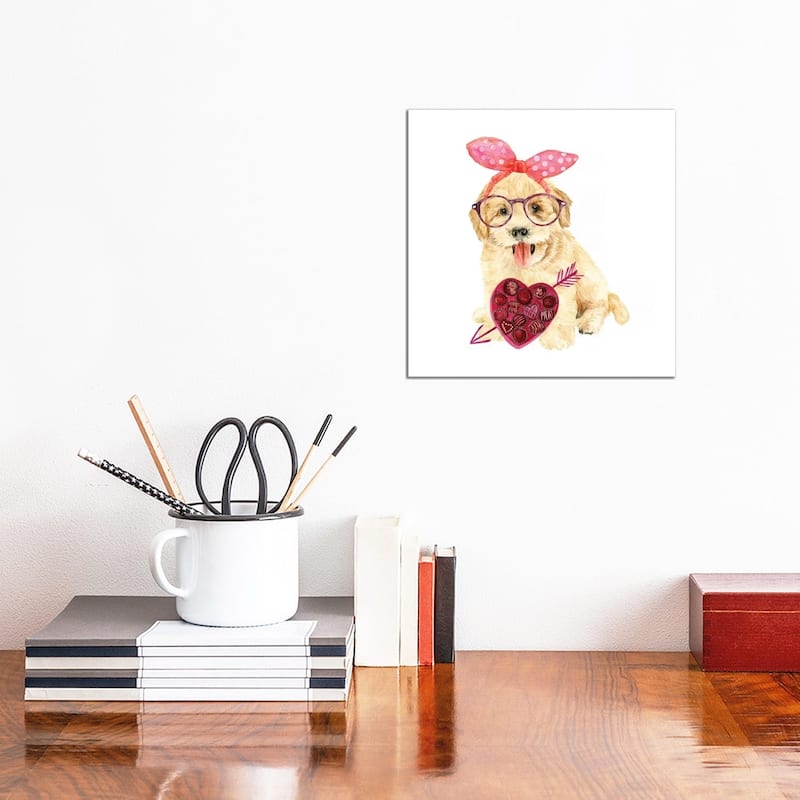 iCanvas "Valentine Puppy IV" by Melissa Wang Canvas Print - 12x12x1.5