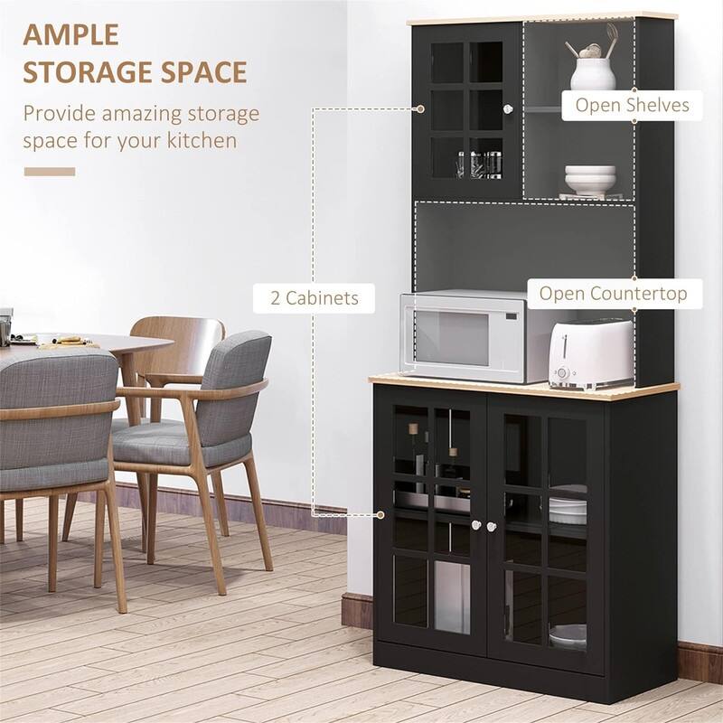 Kitchen Buffet with Hutch, Storage Pantry - 14.5"D x 31.5"W x 72"H