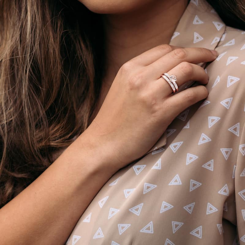 Miadora Morganite and 1/3ct TDW Diamond Bridal Set in 10k Rose Gold