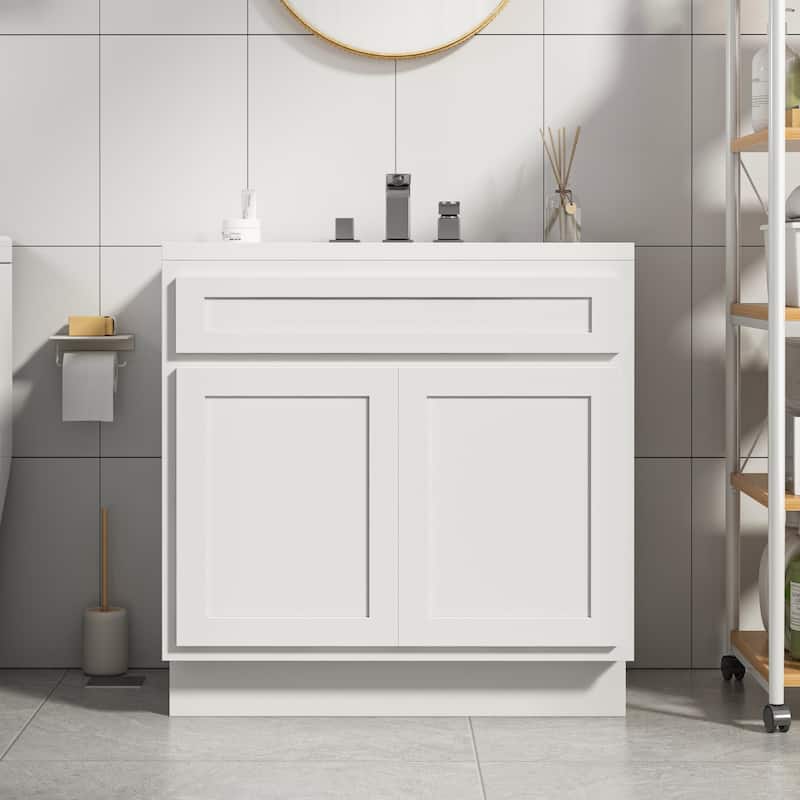 Vanity Art 36 Inch Single Sink Bathroom Vanity Cabinet - White