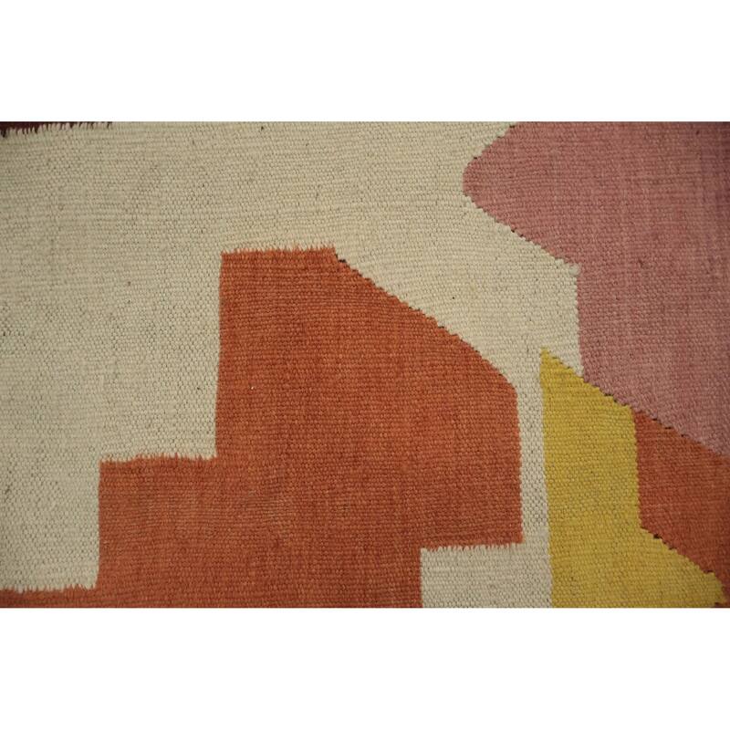 Hand Woven Oriental 100% Wool Carpet Southwestern Modern Multi-Colored Kilim Area Rug - 9' 8'' X 6' 10''