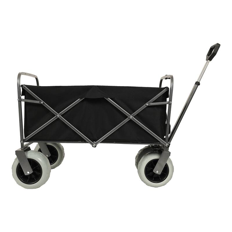 2-in-1 Heavy-Duty Wagon Bundle: 500lb Beach Cart with 9" Tires & 225lb Compact Foldable Utility Cart