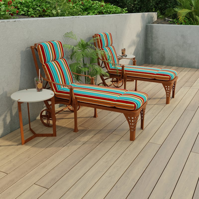 74" x 22" Outdoor Chaise Lounge Cushion with Ties and Loop - 74'' L x 22'' W x 5'' H