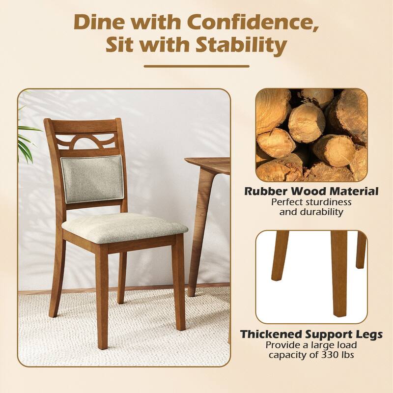 Gymax Dining Chairs Set of 4 w/Rubber Wood Frame Padded Seat &