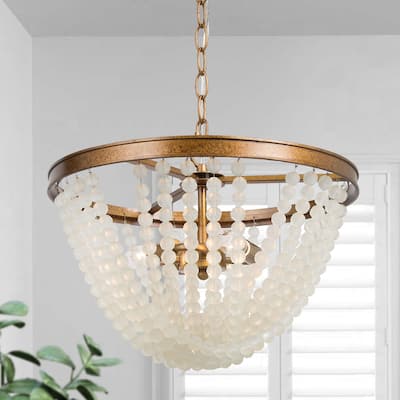 Mid-century Modern Boho 3-light Glass Beads Chandelier