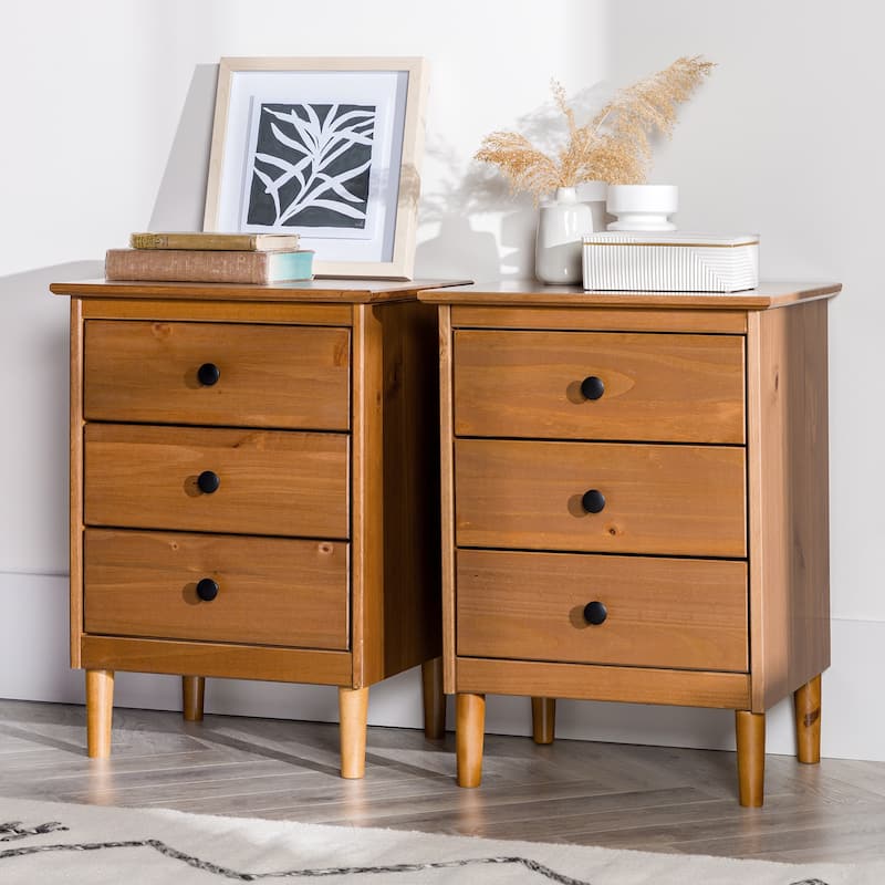 Middlebrook Bullrushes Solid Wood 3-Drawer Nightstand, Set of 2
