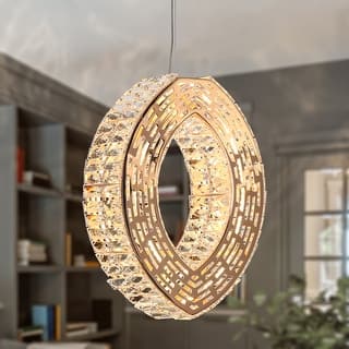 Modern Glam LED 1-Light Oval Crystal Chandelier Island Pendant for Kitchen Island - Gold
