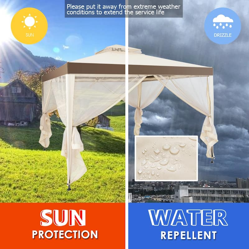 10’x 10’ 2-tier Canopy Gazebo Tent Outdoor Netting Picnic Party Sun - See Details