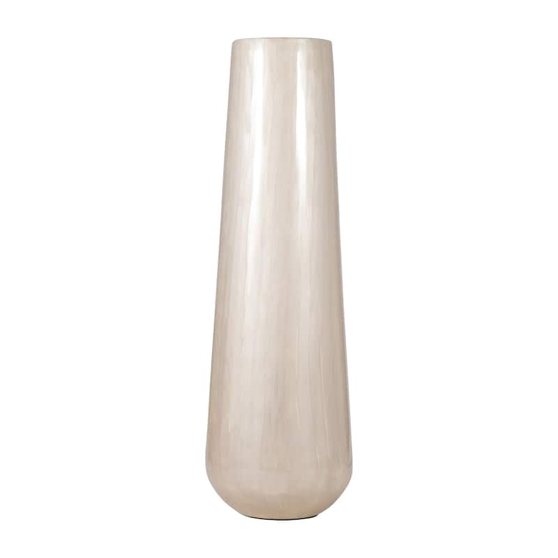 24"Hx8" Diameter, Metal Alabastron Vase in Pearl White Elegant and Decorative Vase for Weddings, Centerpieces, and Home