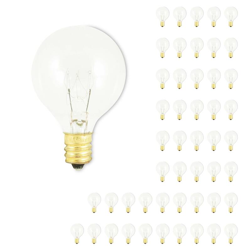 Bulbrite Multi Pack of Dimmable Clear Globe Incandescent Bulb - Pack of (50) 10 Watt - G12 Candelabra (E12)