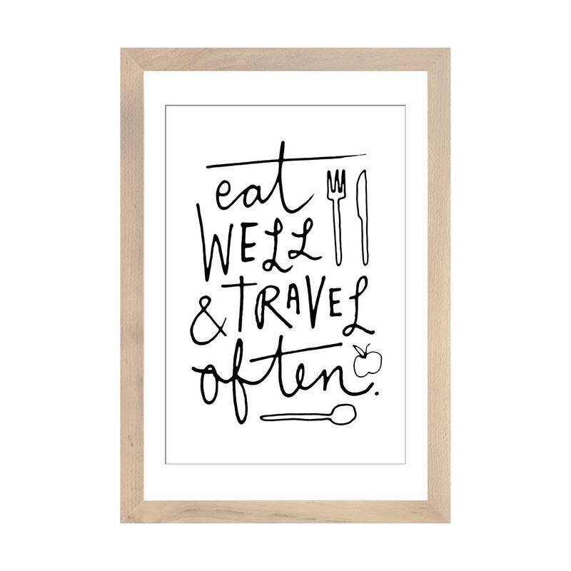 iCanvas "Eat Well Travel Often" by The Love Shop - Natural - 32x24x1