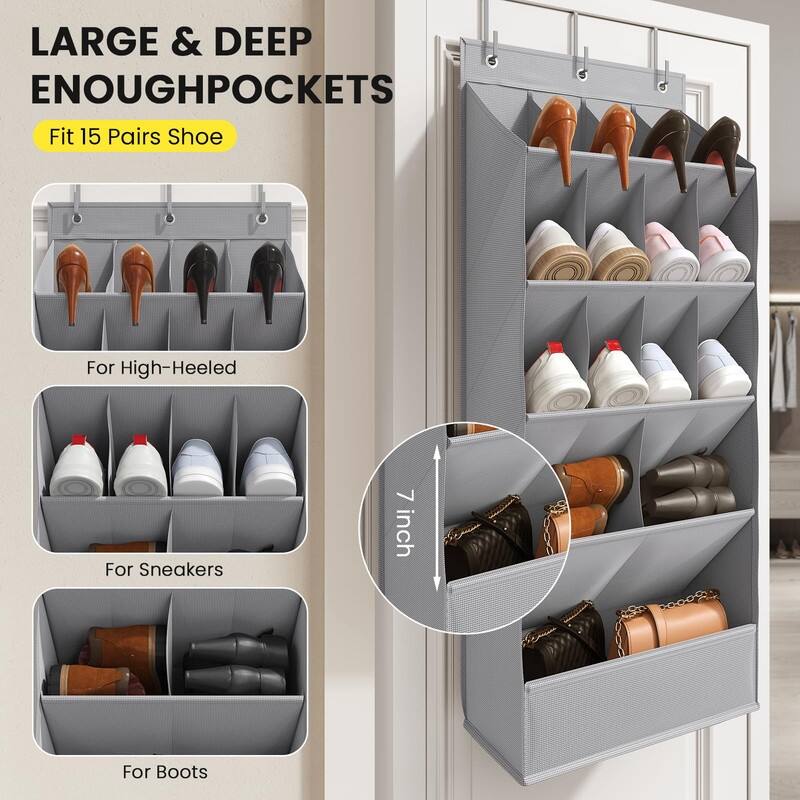 Hanging Shoe Organizers with 15 Large Pocket