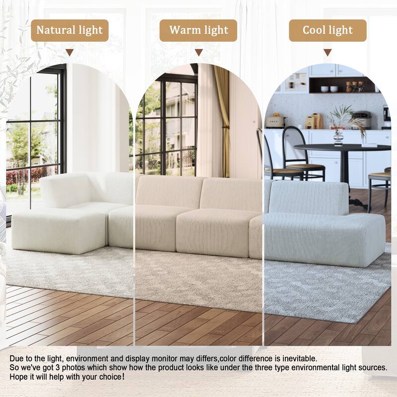 Oversized Corduroy Modular Sectional Fabric Sofa