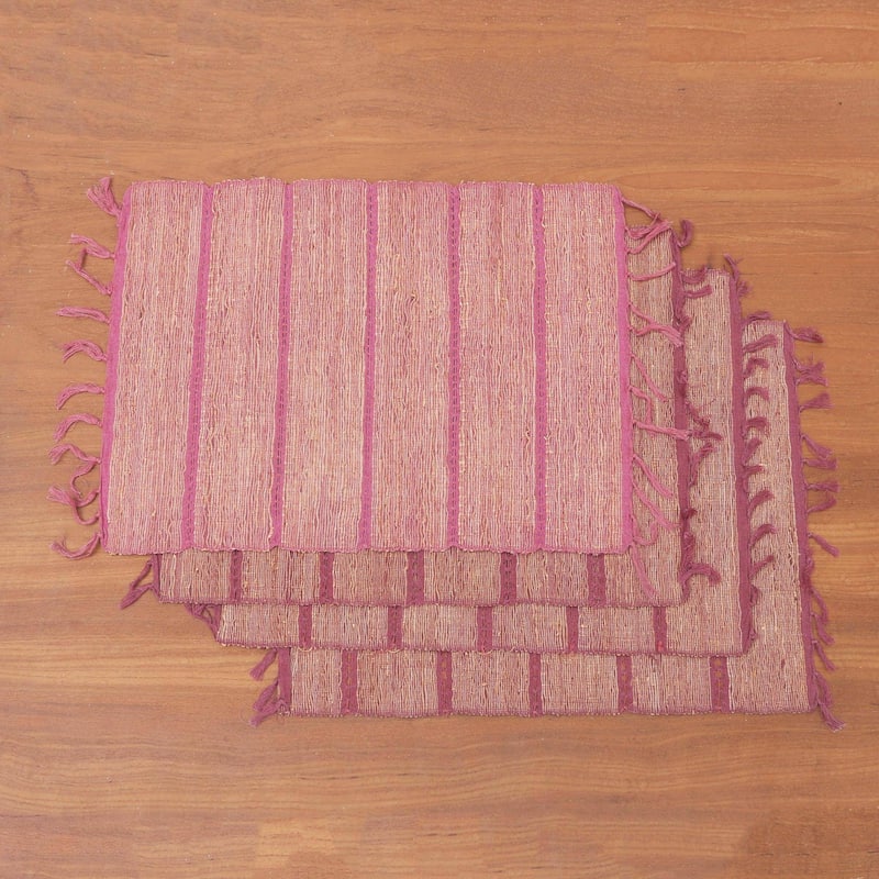 Novica Handmade Dusty Rose Natural Fiber And Cotton Placemats (Set Of 4)