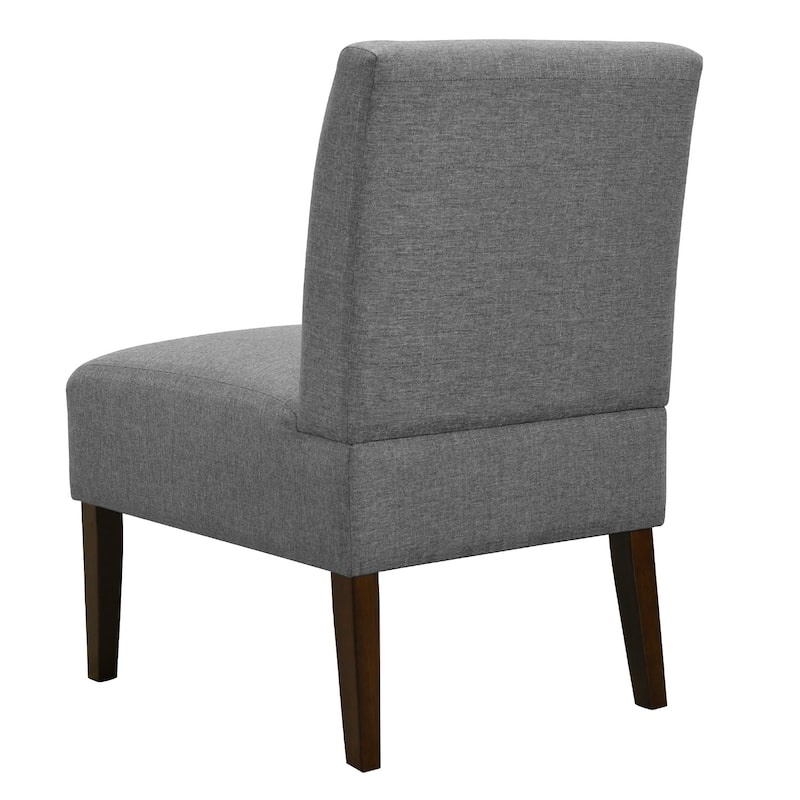 Blue Modern Armless Accent Chair - Tufted Upholstery, Wood Legs, Horizontal Back, Multi-Scene Fabric Side Chair