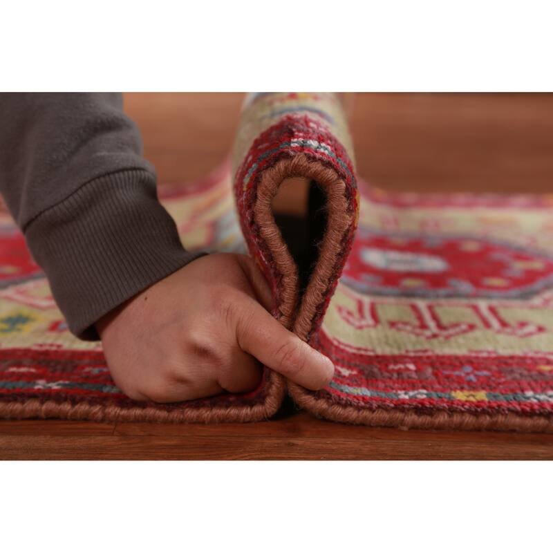 Hand Knotted Oriental 100% Wool Carpet Transitional Geometric Green Khotan Runner Rug - 9' 11'' X 2' 6''