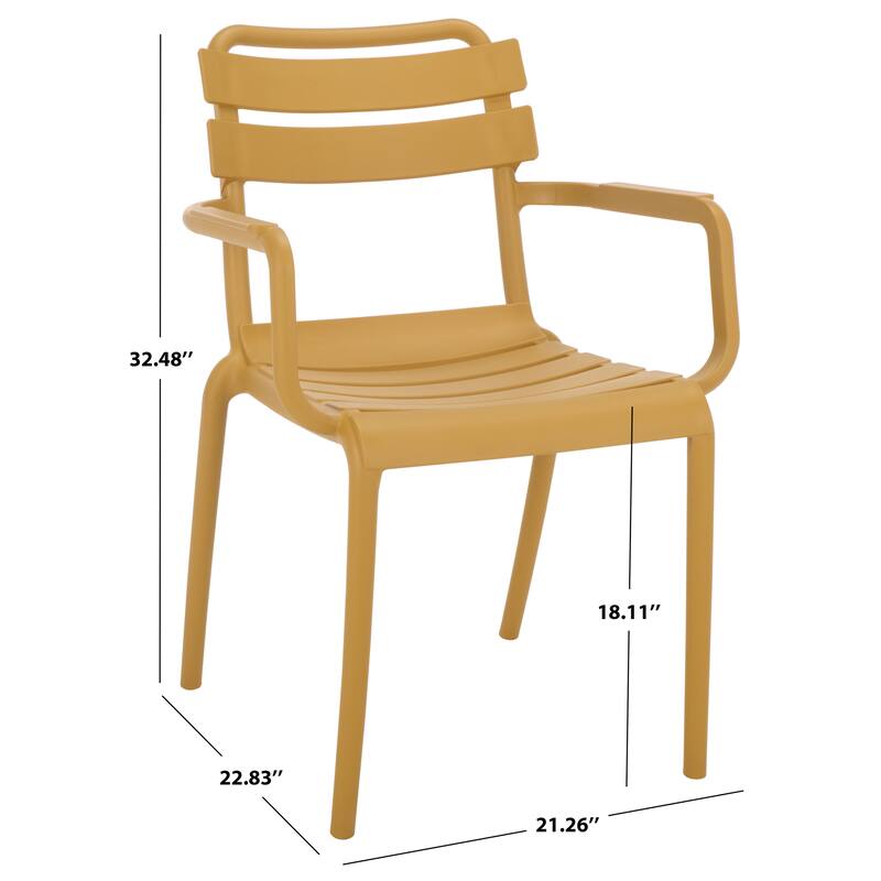 SAFAVIEH Outdoor Living Sarah Stacking Dining Armchair (Set of 2) - 21"W x 23"D x 32"H