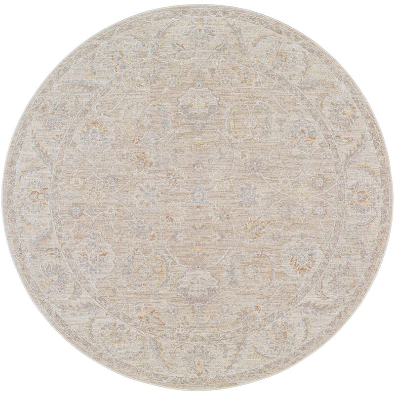 Gretchen Modern & Contemporary Area Rug - 6'7" Round - Taupe