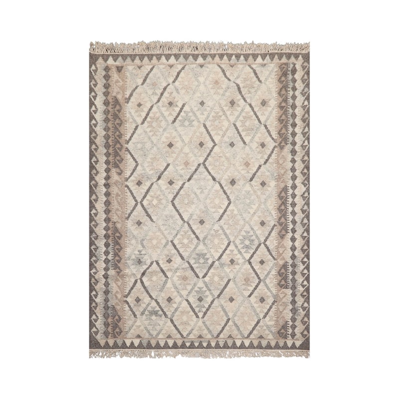 LoomBloom Southwestern Beige Oriental Area Rug in Kilim 100% Wool - 5' 3'' x 7' 7''