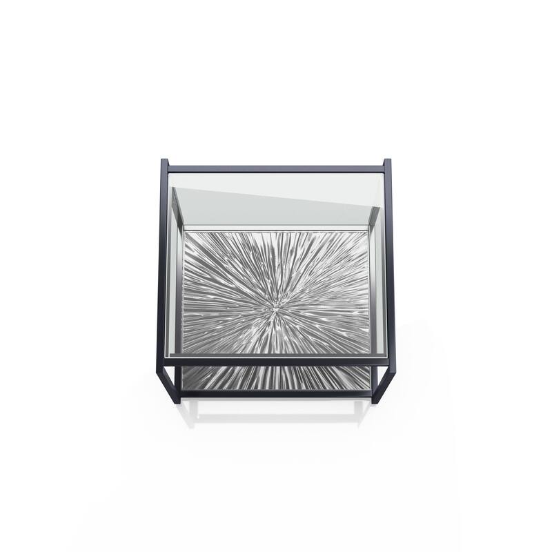 247 Shop At Home Aureum Modern 1-Shelf End Table with Sunburst Base and Tempered Glass Top