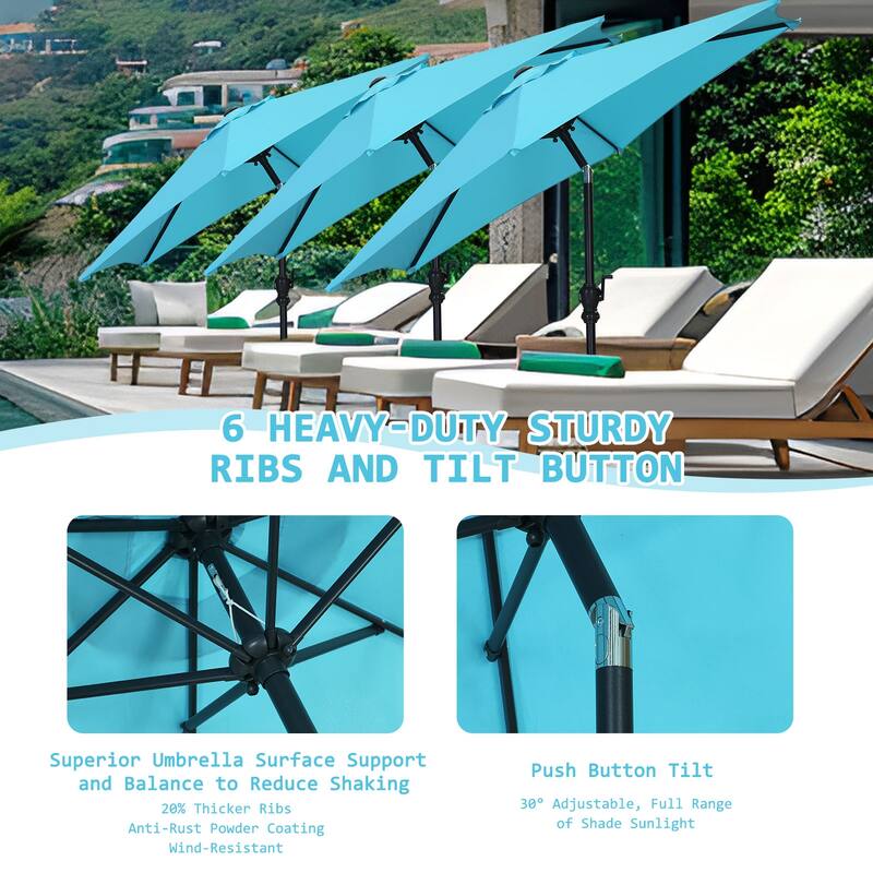Autlaycil 7.5FT Solar Patio Umbrella with Base and Tilt,Crank