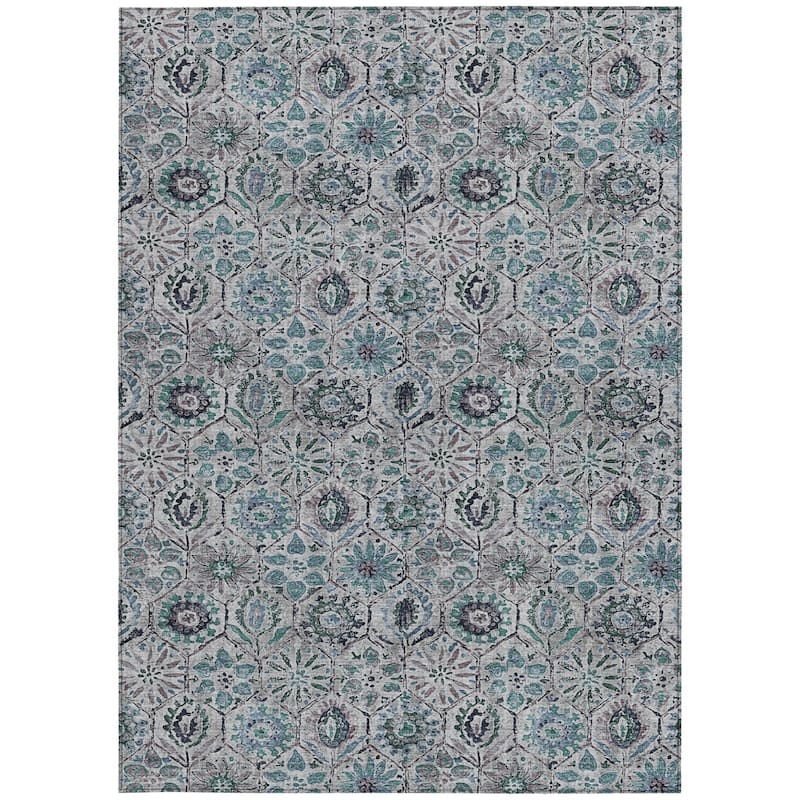 HomeRoots Floral Transitional Rectangle Outdoor Rug