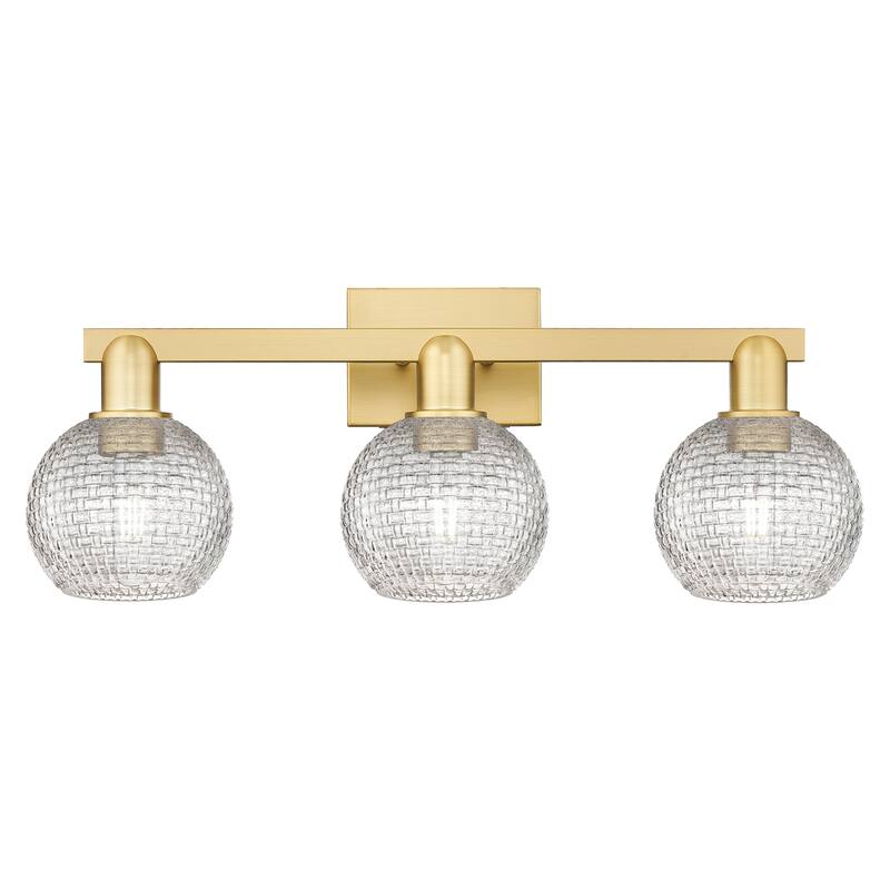 Innovations Lighting Endless Possibilities Arcadia - Athens - 3 Light 25" Basketweave Bath Vanity Light - Satin Gold