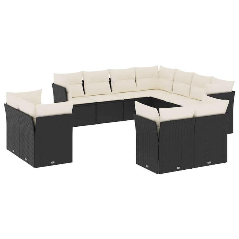 vidaXL Garden Sofa Set Black, Cream white - 24.4 x 24.4 x 27.2