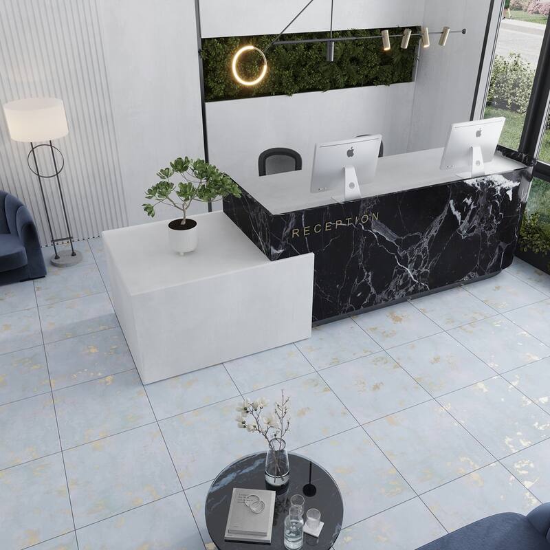 Apollo tile 24" x 24" Aureate Natural Light Blue Porcelain Tile (15.27 sq ft/case) - 4 Pack