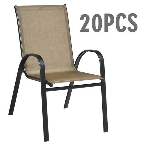 Costway Set of 20 Patio Stackable Dining Chairs Armrest Garden Deck - See details