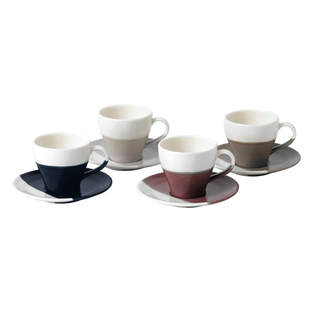 Royal Doulton Coffee Studio Espresso Cup & Saucer 3.7 Oz Set/4 Mixed Colors