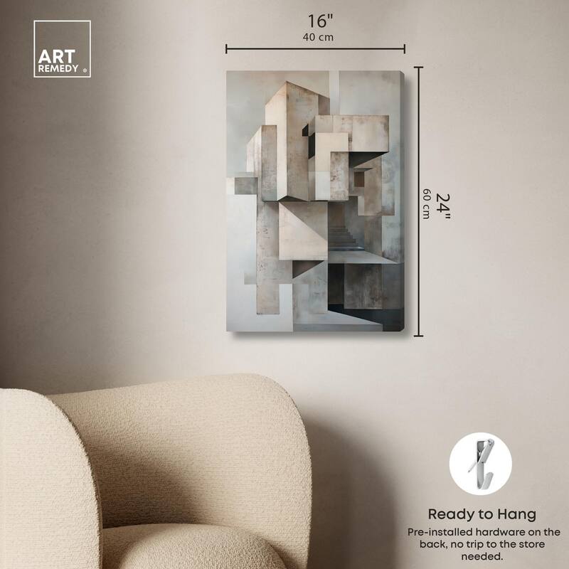 Grey Matrixy Canvas by Art Remedy, Gallery Wrapped