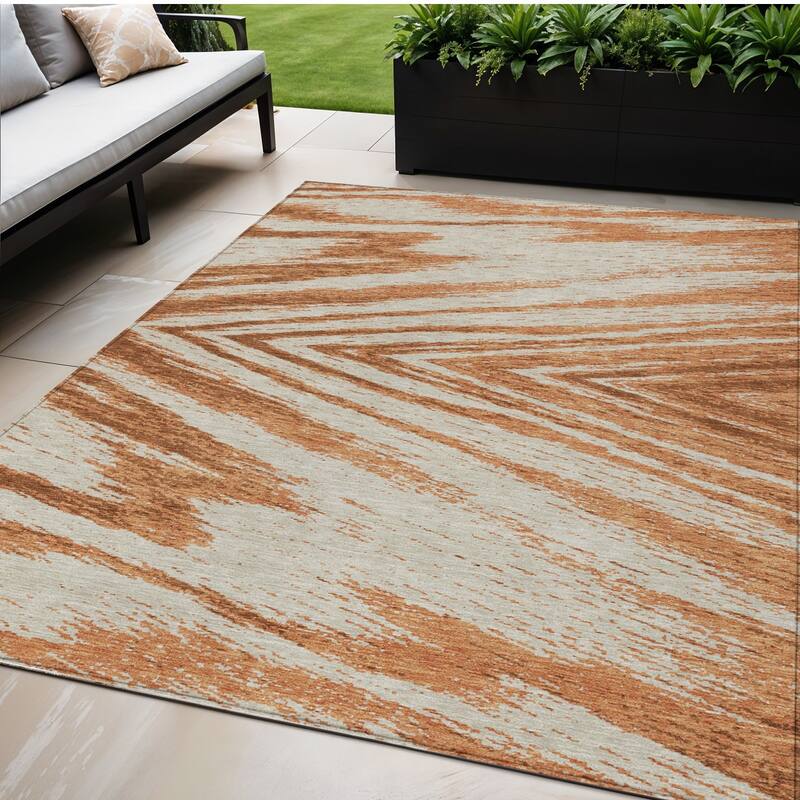 HomeRoots Abstract Transitional Rectangle Outdoor Rug - 5' X 8'