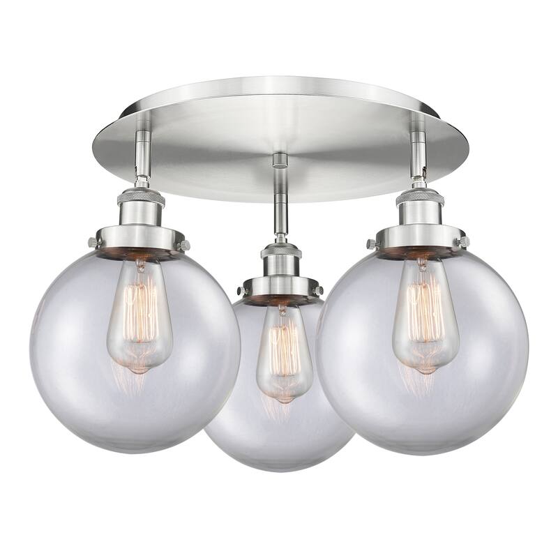 Innovations Lighting Canton - 3 Light 20" Flush Mount - Clear/Satin Nickel