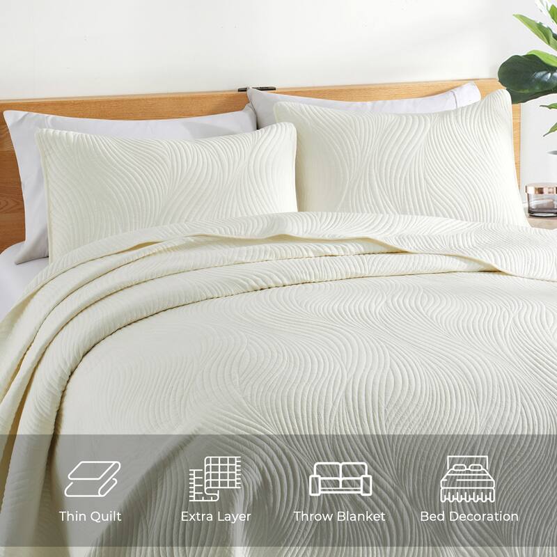 3-Piece Reversible Ultra Lighweight Coverlet Premium Microfiber Bedspread Quilt Set