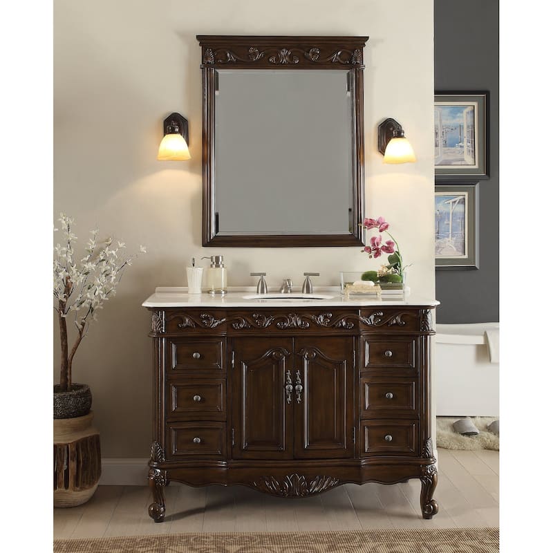 48" Benton Collection Beckham Classic Brown Bath Vanity & Mirror