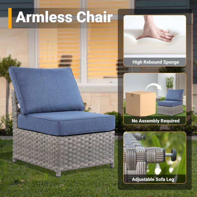 HOOOWOOO 10-piece Grey Wicker Patio Outdoor Furniture Set with Fire Pit