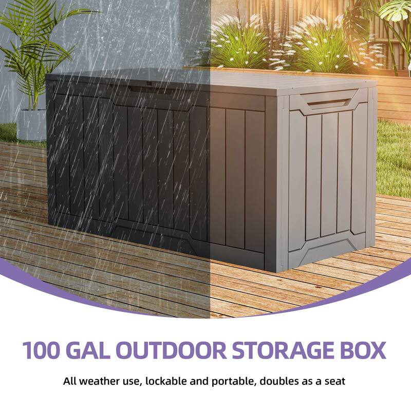 100 Gallon Outdoor Storage Waterproof Deck Box - N/A