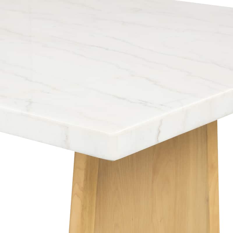 Furniture of America Wayley Modern 5-Piece Solid Wood Genuine Marble Top Dining Table Set