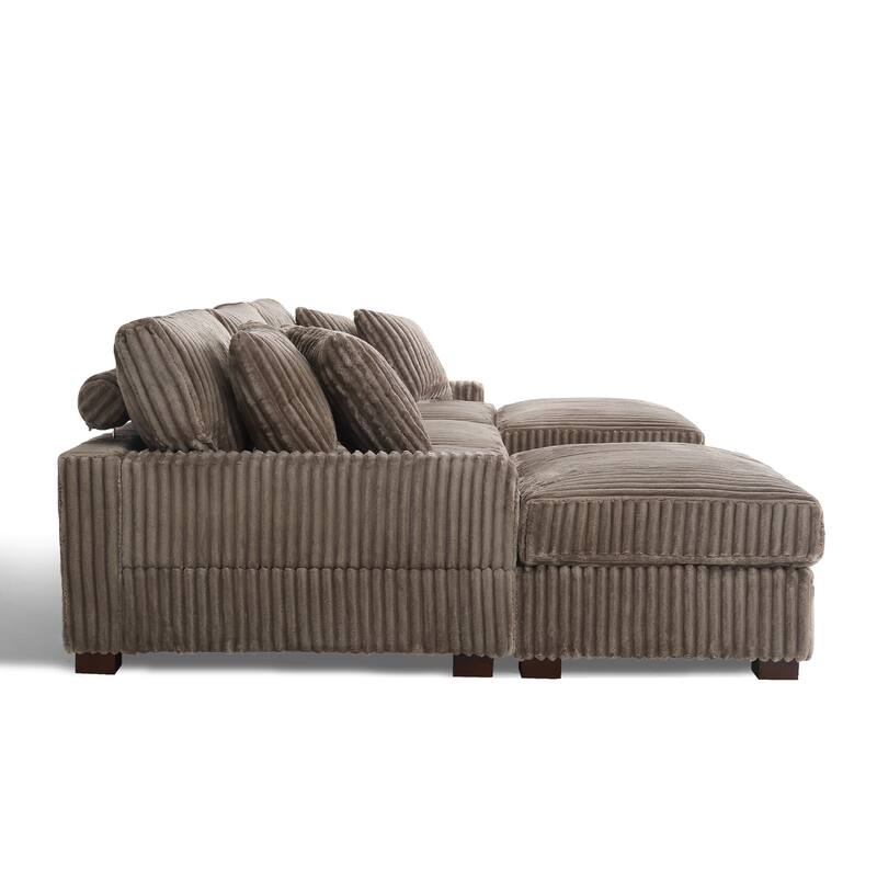 114.5" W Upholstered Sectional Modular Sofa with 2 Ottomans