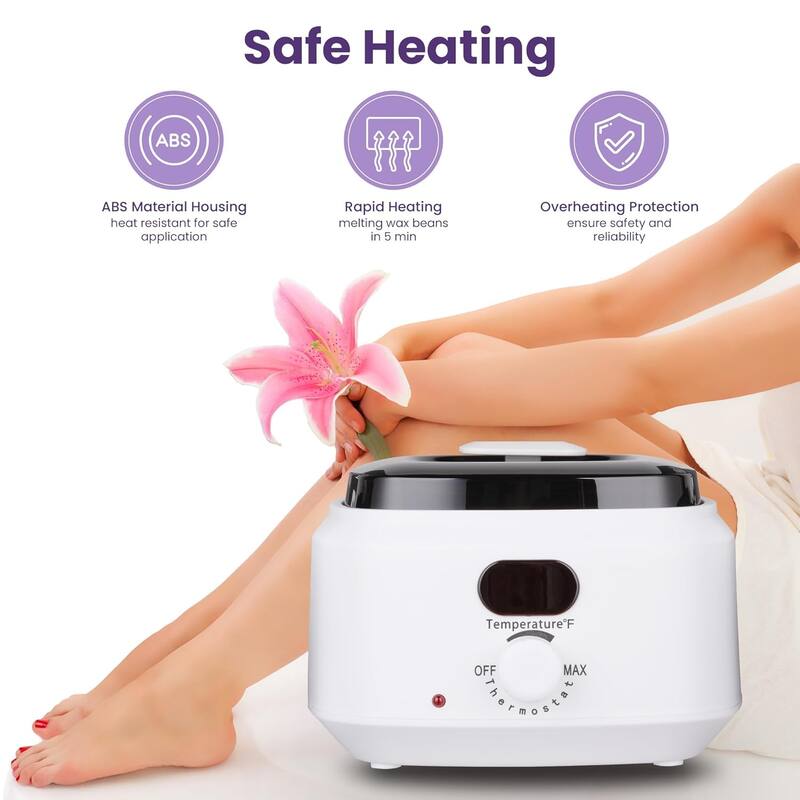 Brazilian Wax Warmer Kit with 5 Hard Wax Beads & Digital Display - For Full Body, Face, Bikini, Sensitive Skin
