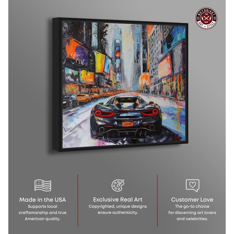Notoriart Blast The Speakers Framed Car 1 Piece Canvas Wall Art
